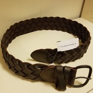 Praline genuine leather braided belt - Club Monaco